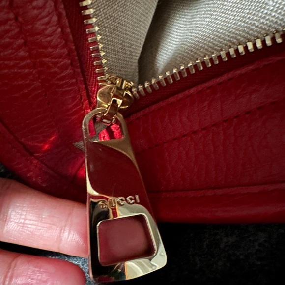 GG Red/Beige Leather Canvass Bree Tote Bag - Picture 2 of 12